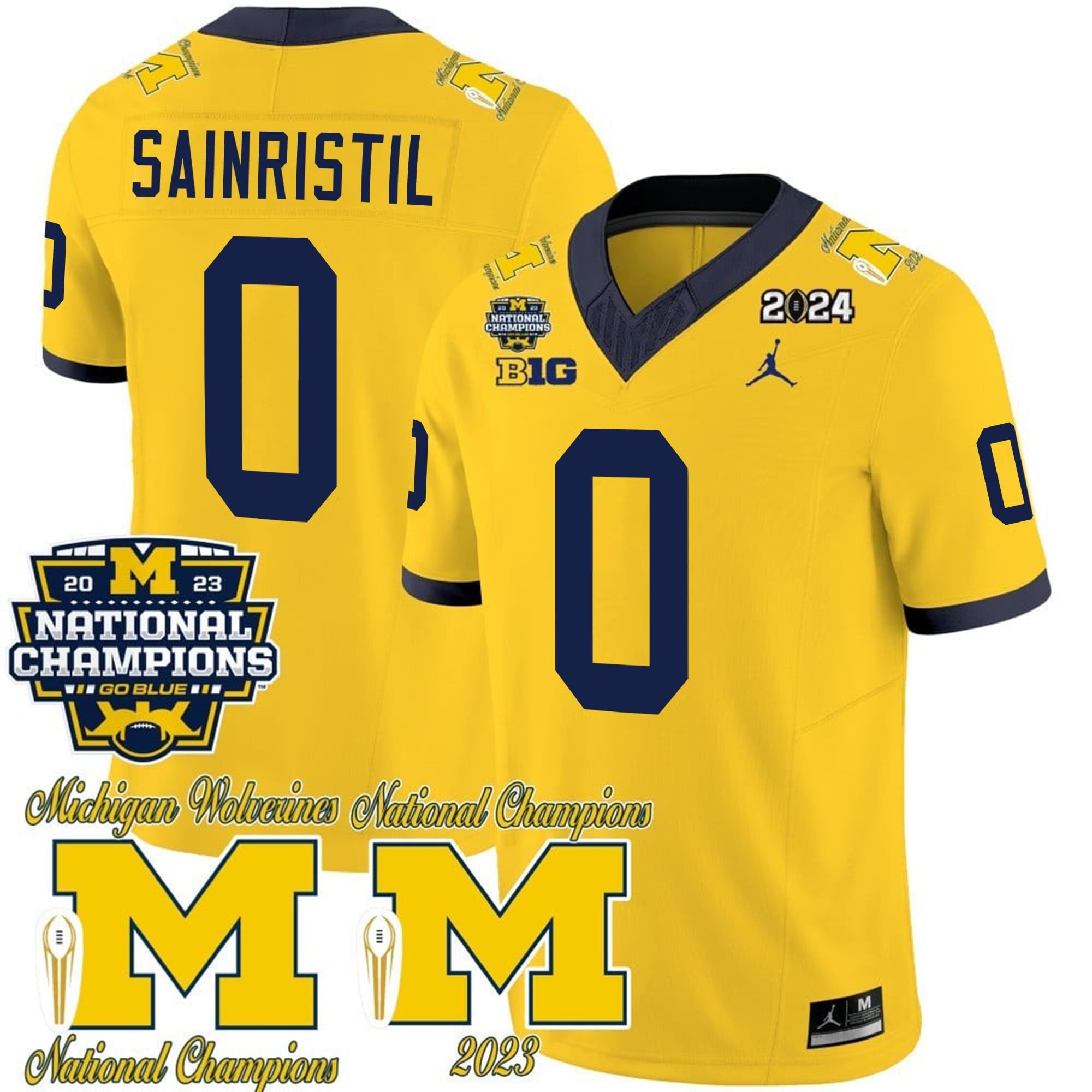 Men's Michigan Wolverines CFP 2023 National Champions Patch Vapor Jersey - All Stitched