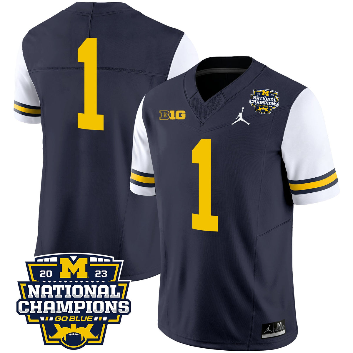 Men's Michigan Wolverines 2023 National Champions Patch Vapor Jersey V2 - All Stitched