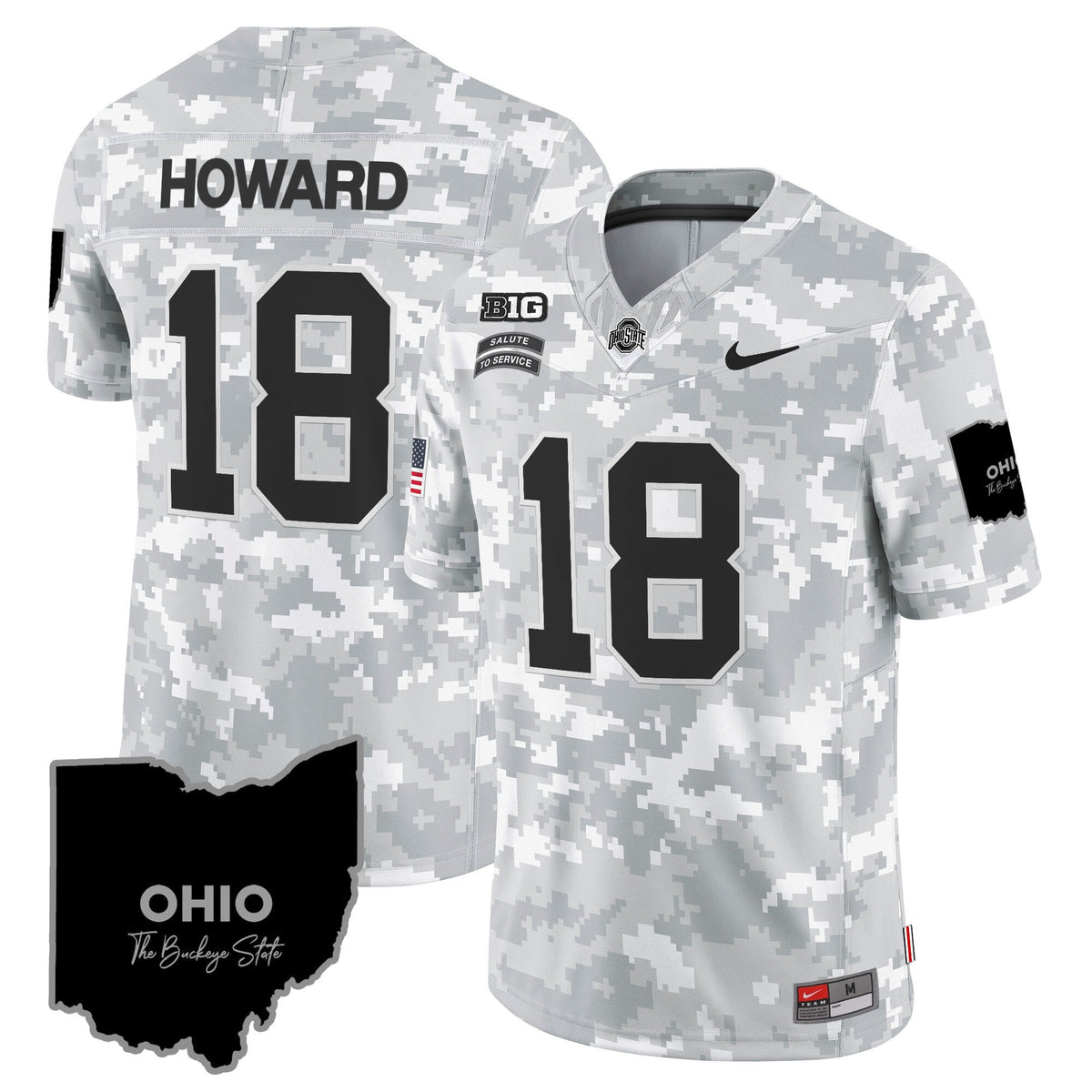 Ohio State Buckeyes 2024 Salute to Service Vapor Limited Jersey - Arctic Camo - All Stitched